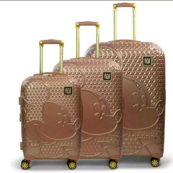 FUL Other - FUL - Mickey Mouse - Disney - rose gold 3 piece luxury luggage set NWT & Box